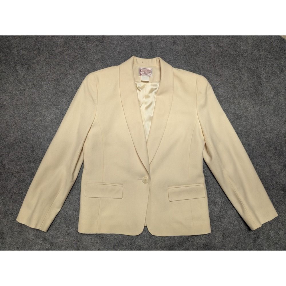 VTG Pendleton Woolen Mills Wool Blazer Women's Sz 10P Ivory Jacket Lined